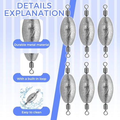 20 Pcs Split Shot Fishing Weights - 1/4 oz (7g) Small Sinkers for Freshwater Saltwater, Light Drop Shot Weights for Bass Trout Panfish, Tiny Egg Sinkers for Stream River Ice Fishing