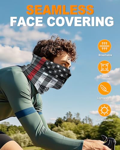 4Pack Neck Gaiter for Men Women Face Cover Mask Head Wrap Balaclava Headwear Bandana Headband Magic Scarf - color: A-bone Flag2