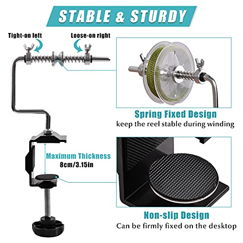 SILANON Fishing Line Spooler Adjustable Fishing Line Winder Spooler Machine Portable Stable Reel Spooler with Clamp Spooling Station System for Spinning Casting Reels - style: Type A-with Clamp
