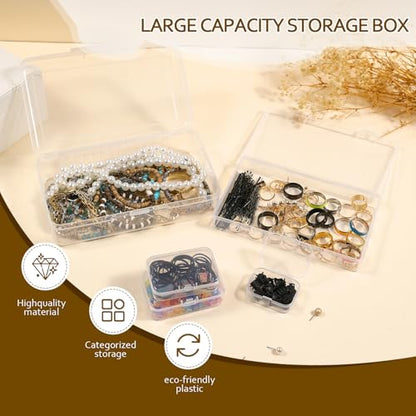 Clear Plastic Storage Containers, Mini Rectangular Organizer Boxes with Hinged Lids, 36 Pack Mixed Sizes, for Beads, Jewelry, Art Craft - style: 36PC