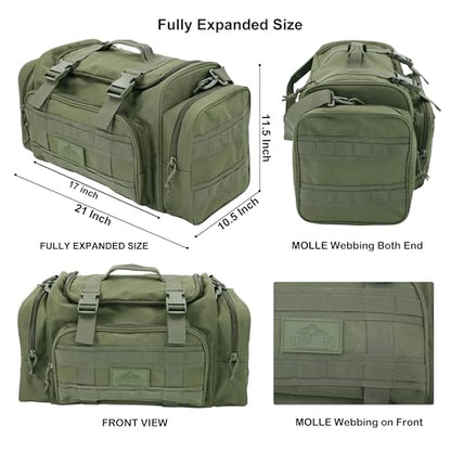 APRILBAY Duffel Bag – Heavy Duty Tactical Gym Bag for Men, Splashwater-Proof Weekender Travel Bag for Basketball, Football, Soccer, Hiking, and Hunting (Dark Green) - color: Dark Green