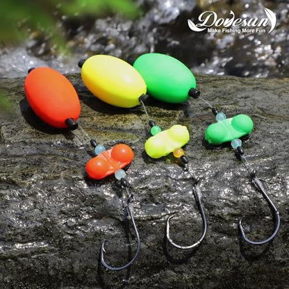 Dovesun Pre-Tied Catfish Rig System, 23 Inch 55LB Santee Cooper Catfish Float Rig with Adjustable EVA Slip Float and High Carbon Circle Hooks 5/0 6/0 8/0, Ready-to-Fish for River and Bank Fishing - color: Oval Float 8/0 Hook * 6PCS