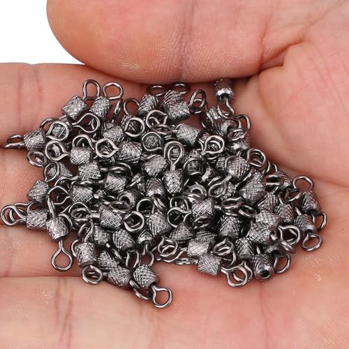 Fishing Barrel Swivels 100 Pcs – High Strength Copper Rotating Connectors for Saltwater Fishing, Barrel Rig Tackle for Hooks, Leaders and Lures - size: 8#