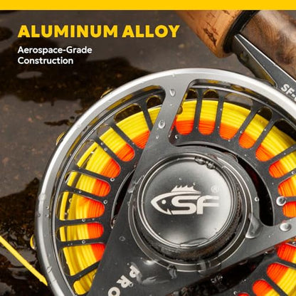 SF SF-003 Pro Fly Fishing Reel for Freshwater,CNC Precision Machining Process,Mid Arbor Design,Smooth Drag System,Lightweight Aluminum Body - size: 7/8wt, style: Gunmetal Gray Kt2