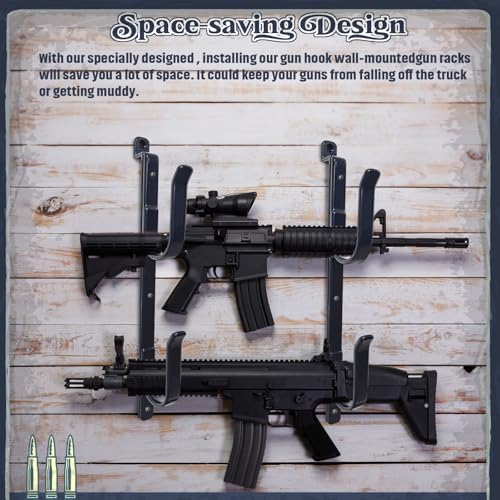 2-Pack Metal Gun Racks for Truck, Durable Outdoor Truck Gun Holder for Rear Window, Adjustable Wall-mounted Gun Racks, Hang for Two Guns, Rifles, Bows, Arrows, or Tools, Used for Cars, ATV&UTV