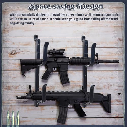 2-Pack Metal Gun Racks for Truck, Durable Outdoor Truck Gun Holder for Rear Window, Adjustable Wall-mounted Gun Racks, Hang for Two Guns, Rifles, Bows, Arrows, or Tools, Used for Cars, ATV&UTV