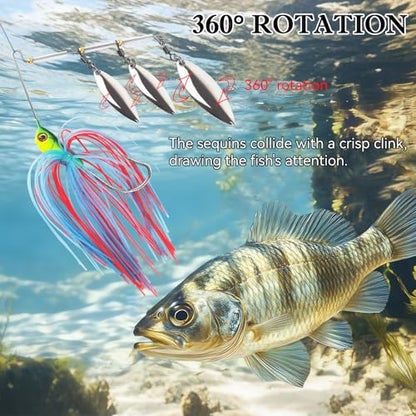 Spinner Baits for Bass Fishing | Hard Metal Jig SpinnerBaits, Fishing Jigs buzzbait for Bass Salmon Pike Trout Snakehead, 5 Pack, multicolor