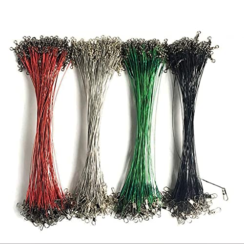 50pcs Fishing Wire Leaders Nylon-Coated Fishing Line Trace Lure Leaders with Swivels and Snaps Stainless Steel Fishing Tackle Leaders Tackle - color: Silver, size: 6inch 50PCS