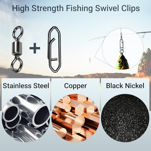 QISHUO Stainless Steel Fishing Swivels Lure Tackle Clips Snap Swivels Strength Barrel Saltwater Swivel Fishing Rolling Black Nickel - size: Size 2+L (80lb) 50 pcs