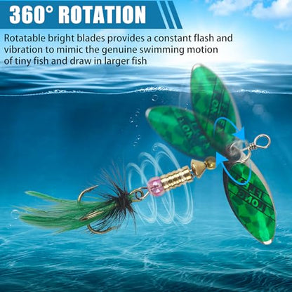 Spinner Baits Bass Lures Rooster Feather Tail Trout Lures Hard Metal Inline Spinner Bait Fishing Lure for Bass Salmon Trout - style: 10pcs Spinnerbaits Kit-a