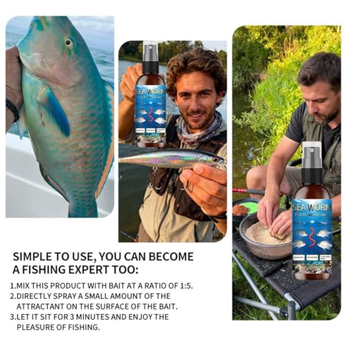 Fish Attractant Spray - 60ml Sea Worm Scent,Fish Bait Enhancer - for Rivers Lakes Streams Reservoirs Nearshore Areas Coastal Rocky Zones Deep Sea Professionals Amateur Angling