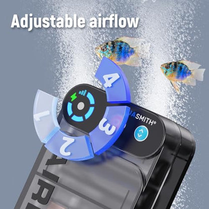 Live Bait Aerator,Ultra-Long Battery Life,Rechargeable Aquarium Air Pump 4w/64GPH(4000mAh Dual Hole) IPX4 Magnetic Charging Design,Suitable for Fishing Enthusiasts,with Hose and Stone - size: X-Large