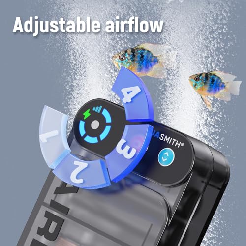 AQUASMITH Live Bait Aerator,Ultra-Long Battery Life,Rechargeable Aquarium Air Pump 4w/64GPH(3000mAh Dual Hole) IPX4 Magnetic Charging Design,Suitable for Fishing Enthusiasts,with Hose and Stone - size: Large
