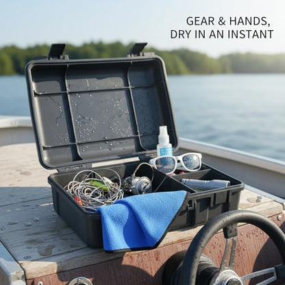 Polyester Cleaning Cloth, Absorbent Towel for Fishing Gear and Hands, 11.8 x 11.8 Inches - color: Blue