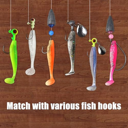 MAFIMOEA 50 Pcs Soft Fishing Lures Plastic Paddle Tail Swim Baits Kit for Bass Trout Walleye Crappie 5 Mixed Colors Fishing Soft Plastic Lure Kit 5.5CM - color: Blue