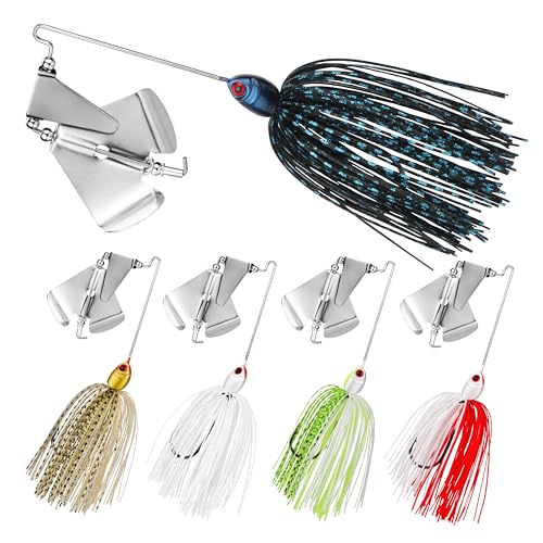 Double Prop Buzzbaits - Fishing Lures Buzzbait Spinnerbait Jigs Lure for Bass, Pike & More - Lifelike Action with Double Propeller Design, Ideal for Men Anglers, 5pcs - size: 3/8oz