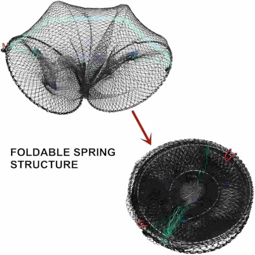 Collapsible Fishing Trap Net Cast Mesh Landing Bait Net for Crab Shrimp Minnow Crawfish Catfish - size: Large 60cm