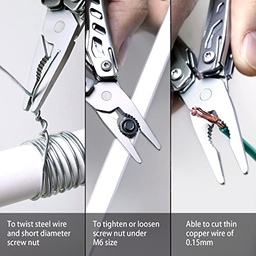 Nextool EDC Keychain Multitool, 10 in 1 Mini Pocket Knife Multi Tool with Needlenose Pliers, Scissors, Mini Useful Cool Gadgets for Men, Father's Day Gifts from Daughter-Sliver - color: Silver-s