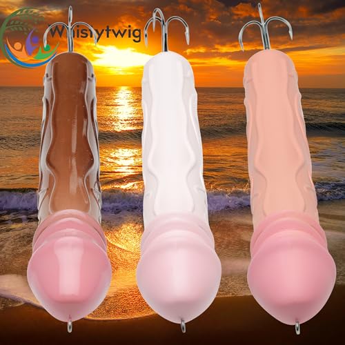 Whistytwig Funny Fishing Lures 3 Piece Topwater Popper Set - Gag Fishing Lures that Actually Catch Fish - Hardbody Floating Design for Saltwater and Freshwater - color: Pink Brown Suntan