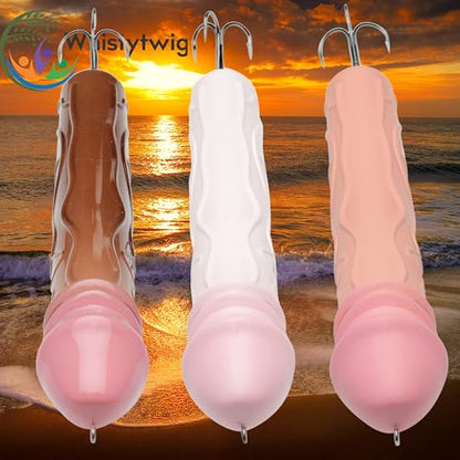 Whistytwig Funny Fishing Lures 3 Piece Topwater Popper Set - Gag Fishing Lures that Actually Catch Fish - Hardbody Floating Design for Saltwater and Freshwater - color: Pink Brown Suntan