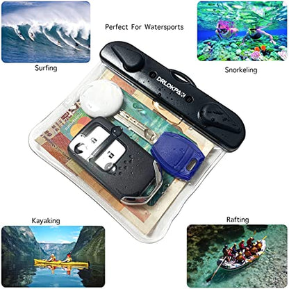 DRLOKPAK Submersible Waterproof Wallet Surf Dry Car Key FOB Case Bag 2Pack Waterproof Pouch Holder For Key Credit Door Ship Card Cash ID Driver Fishing Hunting License(Clear＋Clear - color: Clear+Clear