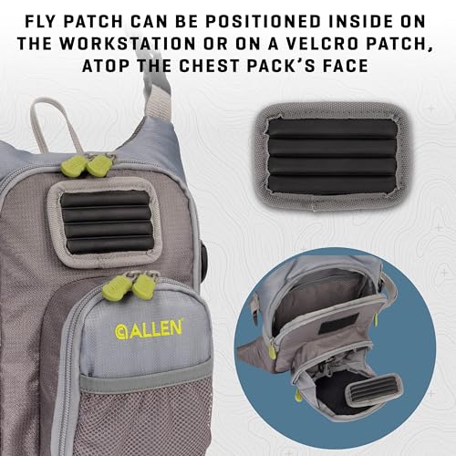 AC ALLEN Fall River Fishing Chest Pack, Fits Up to 2 Tackle/Fly Boxes, 152 Cu in / 2.5 L - color: Gray/Lime