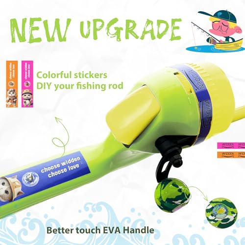 Kids Fishing Pole, Telescopic Fishing Rod, Toddler Collapsible Fishing Rod and Reel Combo with Tackle Box, Fishing Line, Bobber, and Soft Lures for Boy, Girl, Youth, Beginner, Over 4 Years Old - color: Grass Green & Sunny Lemon