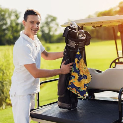 Tradition Dragon Design Golf Towel 16" X 24" with Clip Golfer Bags Accessories Gifts - color: Tradition Dragon Design
