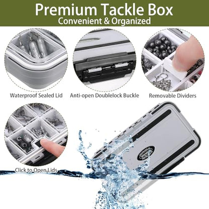 397 Pcs Fishing Accessories Kit Tools Include Backpack Fishing Tackle Box with Hooks Weights Sinkers Spinner Blade Gear - color: Black, size: Python Style