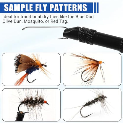 Fly Tying Hooks Assortment Kit, 410pcs Dry Fly Fishing Hooks Long Shank Eye Down Streamer Fly Hooks Dry Wet Flies Nymph Strimp & Pupa Streamer, Caddis Jig Fishing Hooks