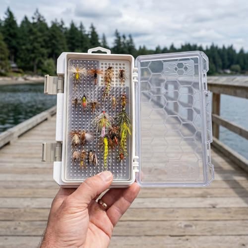 Fishing Tackle Box Tackle Tray Floating Fishing Lure Box Storage Organizer Plastic Box with Adjustable Dividers White Silicone Vertebrae