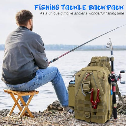 OROOTL Fishing Backpack Tackle Bag with Rod Holder Waterproof Fishing Sling Bag Storage Backpack Ideal Gifts for Men, Small - style: Small