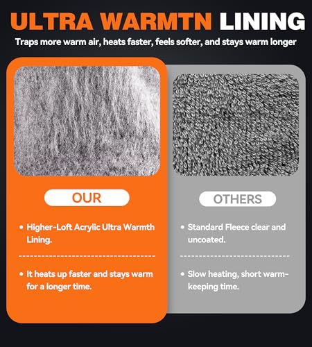 JDL 100% Waterproof Winter Work Gloves for Men & Women, Thermal Insulated Freezer Gloves for Cold Weather, Super Grip Palm, Carbon Black, Large, X-Large