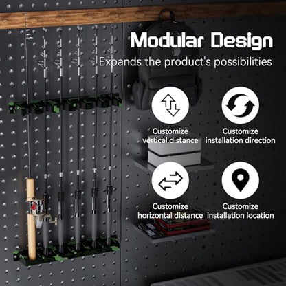 2 Packs Fishing Rod Holder for Garage Vertical Wall-Mounted Stores 12 Rods or Combos Fits Most Rod Diameters (Vertical Black, 2 Pair 12 Rods) - color: Black 2 pairs
