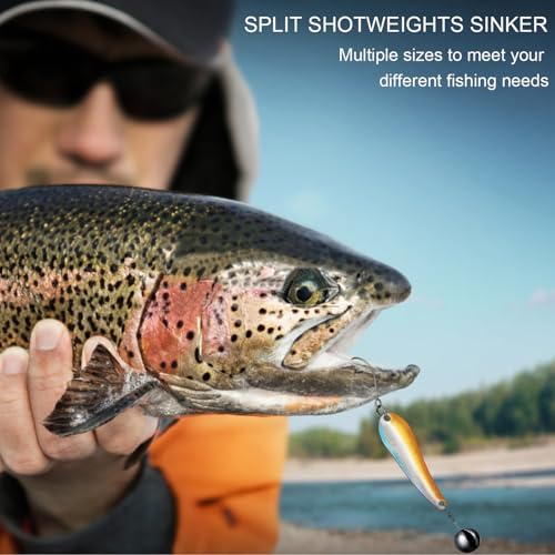 SANWEAL120PCS/200PCS Fishing Weights Sinkers - Premium Split ShotFishing Weights Sinkers - Round Removable Fishing Sinkers - 5/6 Sizes - style: Largeround /200