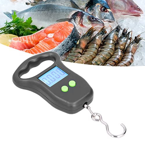 Digital Hanging Scale, Portable Accurate Electronic Weighing with Backlit LCD Display for Travel Fishing ABS Black 50kg 2 AAA Battery Powered