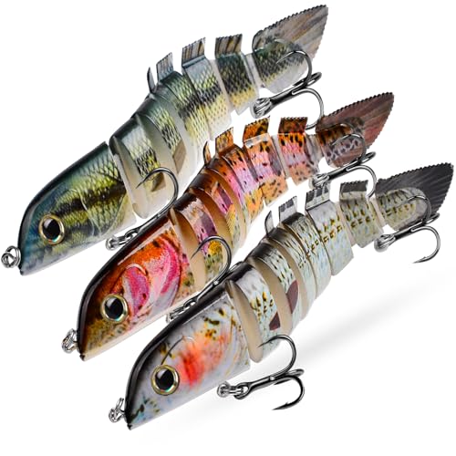 Crankbait Fishing Lure Pike Muskie Lures Lifelike Multi Jointed Swimbait Segement Hard Minnow Bait Treble Hook - color: HS075DEF-3pcs/set