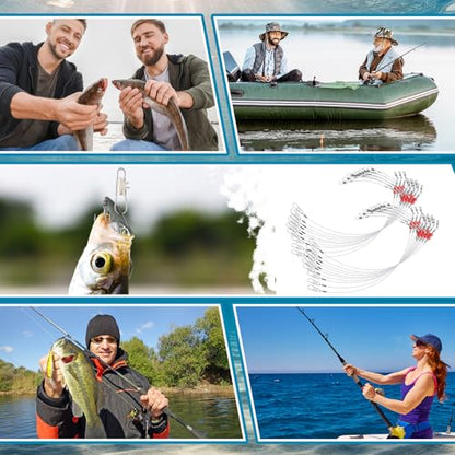 30 Pcs Fishing Leaders Saltwater Tackle Rig with Swivels Snap Stainless Steel Hooks Nylon Lines High Strength Fishing Wire Gear Equipment for Saltwater - size: 14.2 Inch, style: 1 Arm