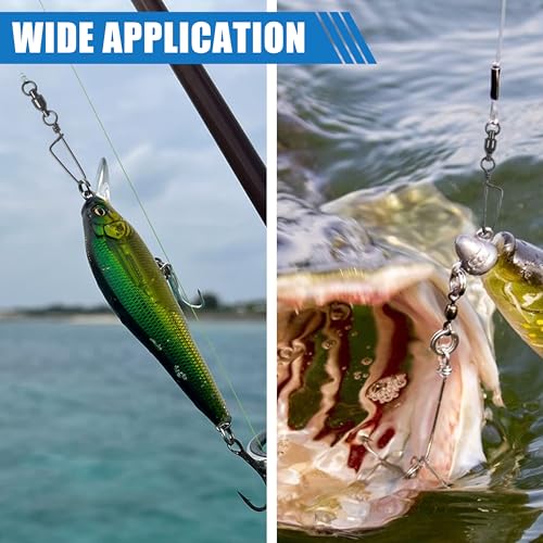 AGOOL Fishing Swivels Snaps Ball Bearing Swivels with Coastlock Snaps Stainless Steel Fishing Tackle Line Lure Leader Connector Quick Change Terminal Tackle for Lures, Leaders and Rigs - size: Size 8+8(350lb)
