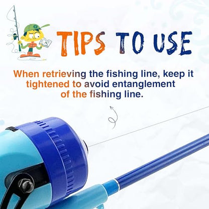 Kids Fishing Pole, Telescopic Fishing Rod, Toddler Collapsible Fishing Rod and Reel Combo with Tackle Box, Fishing Line, Bobber, and Soft Lures for Boy, Girl, Youth, Beginner, Over 4 Years Old - color: blue+orange