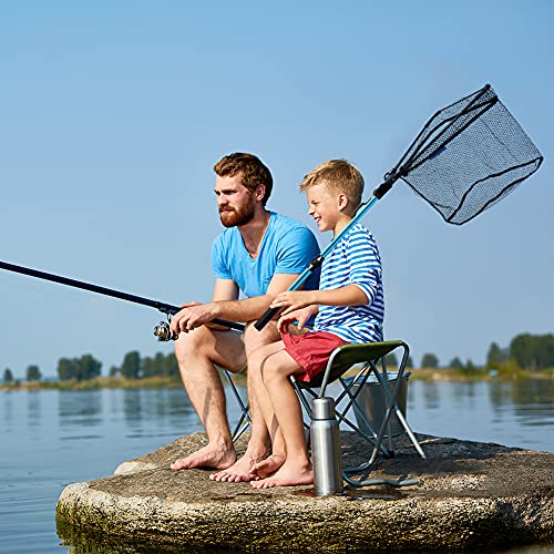SAN Like Fishing Net Fish Landing Nets Collapsible Telescopic Sturdy Pole Handle for Saltwater Freshwater Extending to 36/43/71/98inches - color: Blue, size: Small