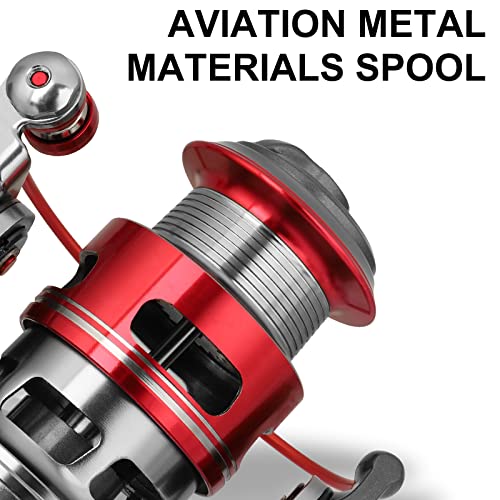 TRUSCEND Spinning Fishing Reel, Aviation Metal Material Body Reels, Industrial Durable-Strength, High Speed & Stability, Ultra-Light & Powerful, Smoother & Durable, Saltwater Freshwater Fishing Gear - color: B3-Red-4000