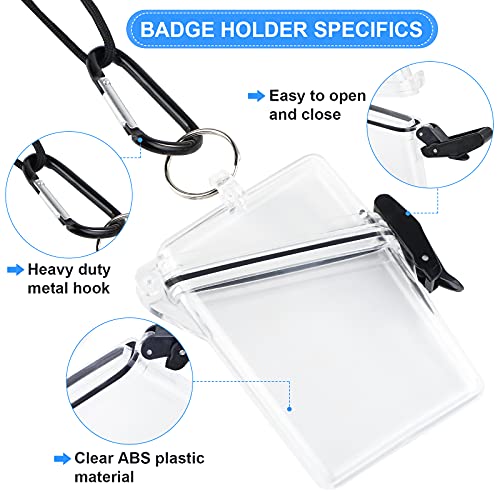 URATOT 4 Pack Waterproof Badge Holder Clear Safe Waterproof Card Holder with Lanyard for Cards, Coin and Money Heavy Duty Durable Locker Dry Box