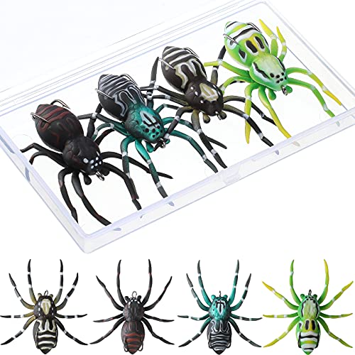 Sumind 4 Pieces Spider Lures Fishing Bass Spider Lure Freshwater Fishing Lures for Bass 1.9 Inch Length Weigh 0.2 oz - color: Colorful