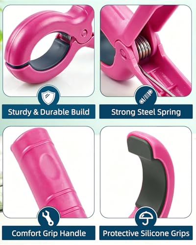 10 Pack Beach Towel Clips Heavy Duty Large Beach Essentials Chair Pool Clip | Pink Clips with Strong Grip, Silicone Protection, Rust Resistant Spring, Multi-Use for Beach, Boat, Cruise & Outdoors - color: Pink