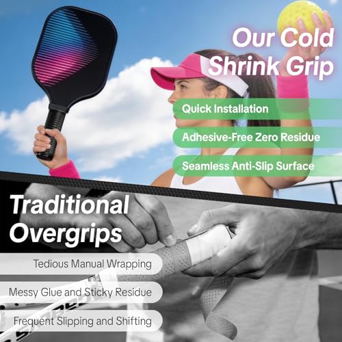 2-Pack Cold Shrink Grip Sleeve for Baseball Bat, 8.7"-10.6" Expansion Non-Slip Long Overgrip, Vibration Dampening Handle Cover for Baseball, Softball, Hockey Sticks, Fishing Rods & Tools - color: Black
