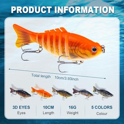 2026 Upgrade 3D Swimming Bait for Freshwater & Saltwater, Fishing Gear Attracts Fishing Lures Walleye Trout Bass, Fishing Lures for Beginners,Robotic Fishing Lure, Amateurs and Professionals - color: 5-pack-B