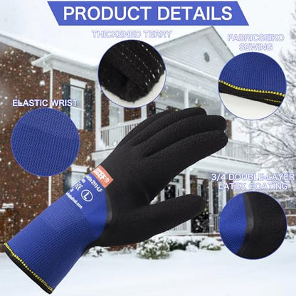 LOCCEF 2 Pairs Winter Work Gloves, Thermal Freezer Gloves - color: Blue, size: 11/XXL