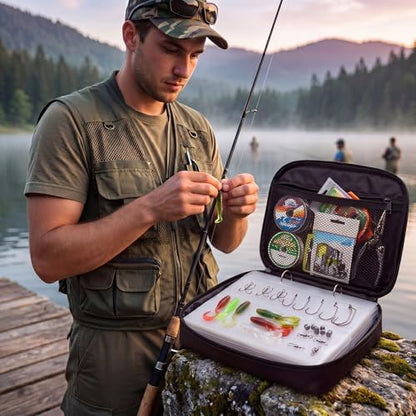 Fishing Lure Binder 2 Pack, Soft Bait Storage Wallet with 20 Clear Pages, Waterproof Tackle Organizer for Kayak Boat Bank, Saltwater Resistant, Compact and Portable