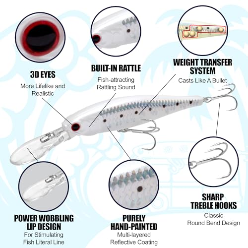 LUCKY CRAFT Pointer 100DD-S, Saltwater Surf Fishing Lures, Jerkbait, Halibut, Surf Perch, Calico Bass, White Seabass, Striped Bass, Sinking, Fishing Gear - color: 633 Sexy Blue